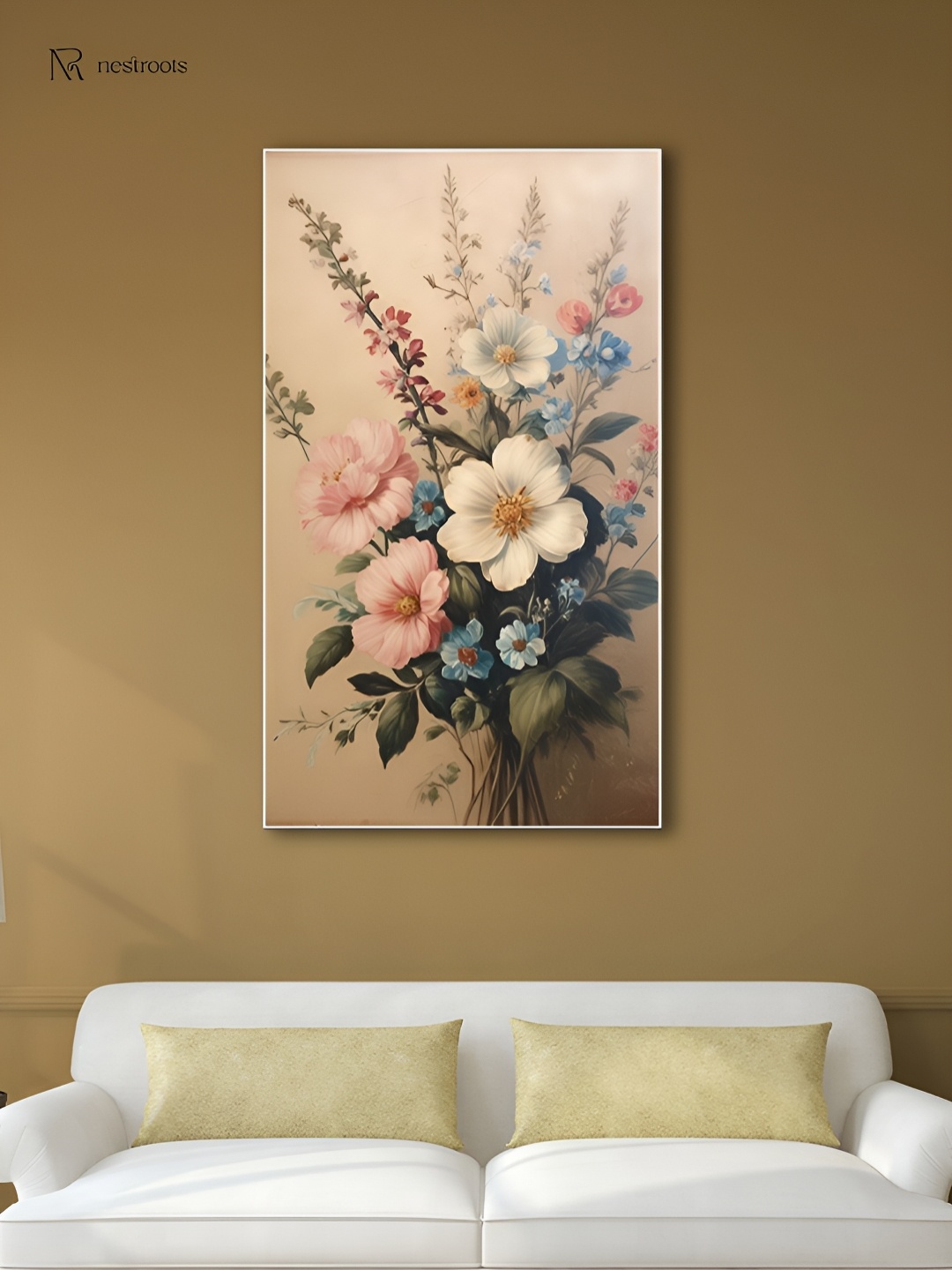 

nestroots White & Pink Canvas Vibrant Flowers in Vase Paintings Wall Arts