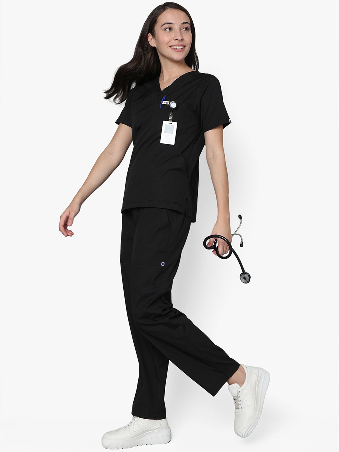

KNYA Women Doctors 5-Pocket NewGen Scrub Suit, Black