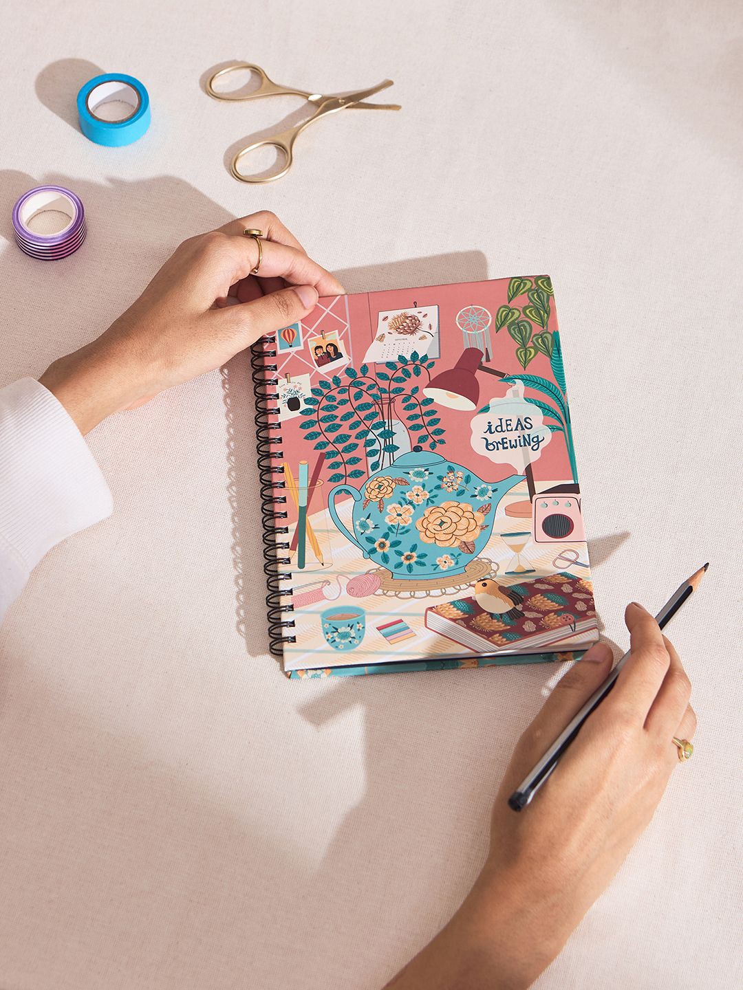 

Chumbak Ideas Brewing Printed Spiral Notebook, Coral