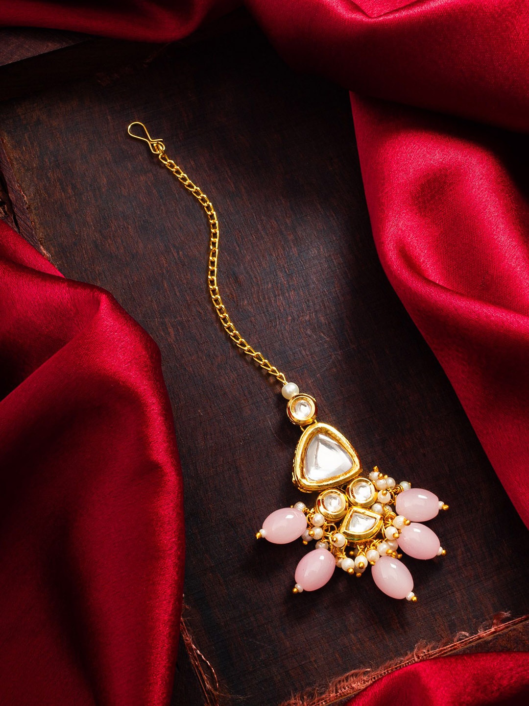 

aadita Gold-Plated Kundan Studded Maang Tikka Head Jewellery