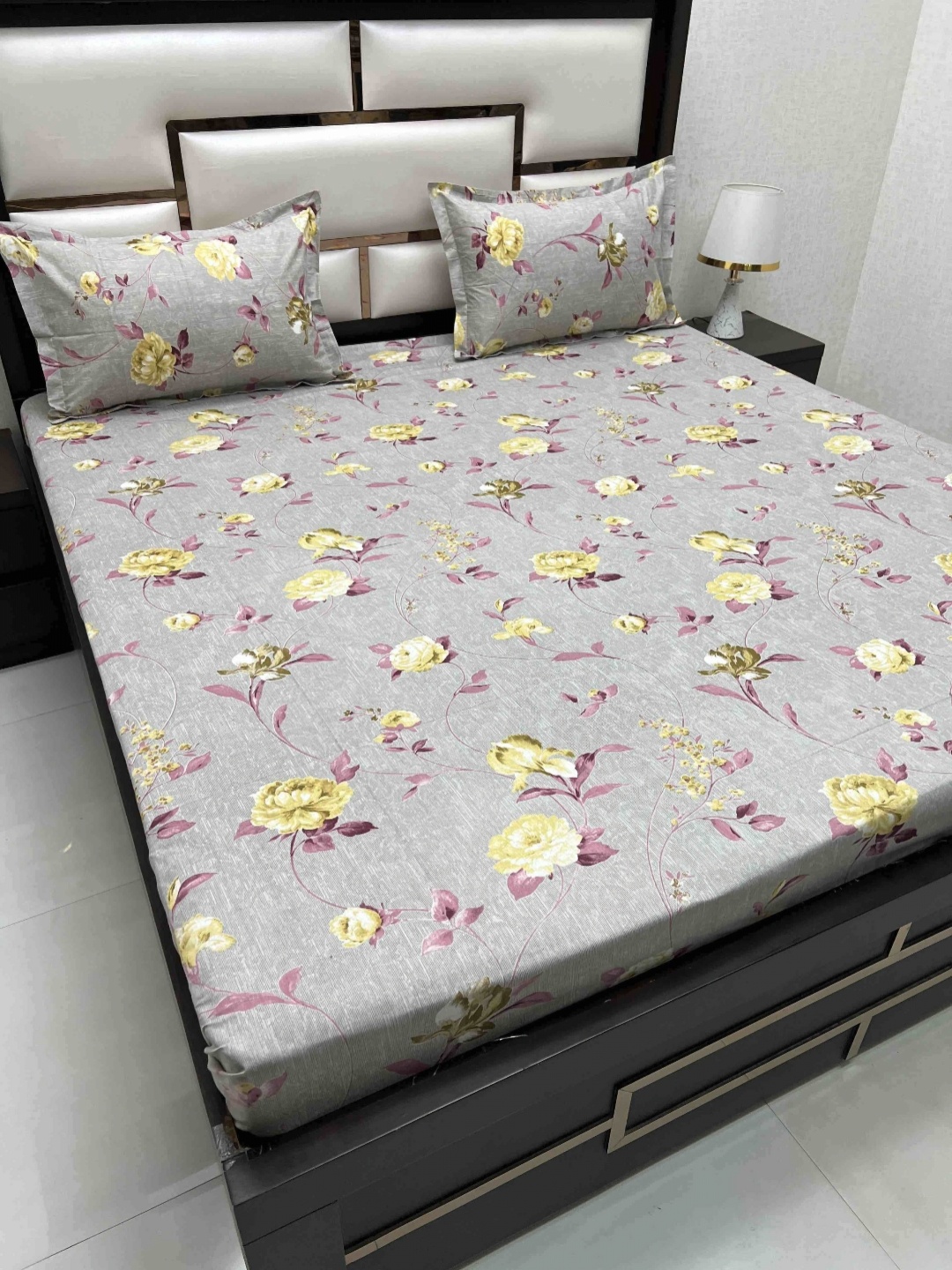 

Pure Decor Velar Grey Floral Printed Pure Cotton 230TC King Bedsheet Set 3.06 x 2.76 m