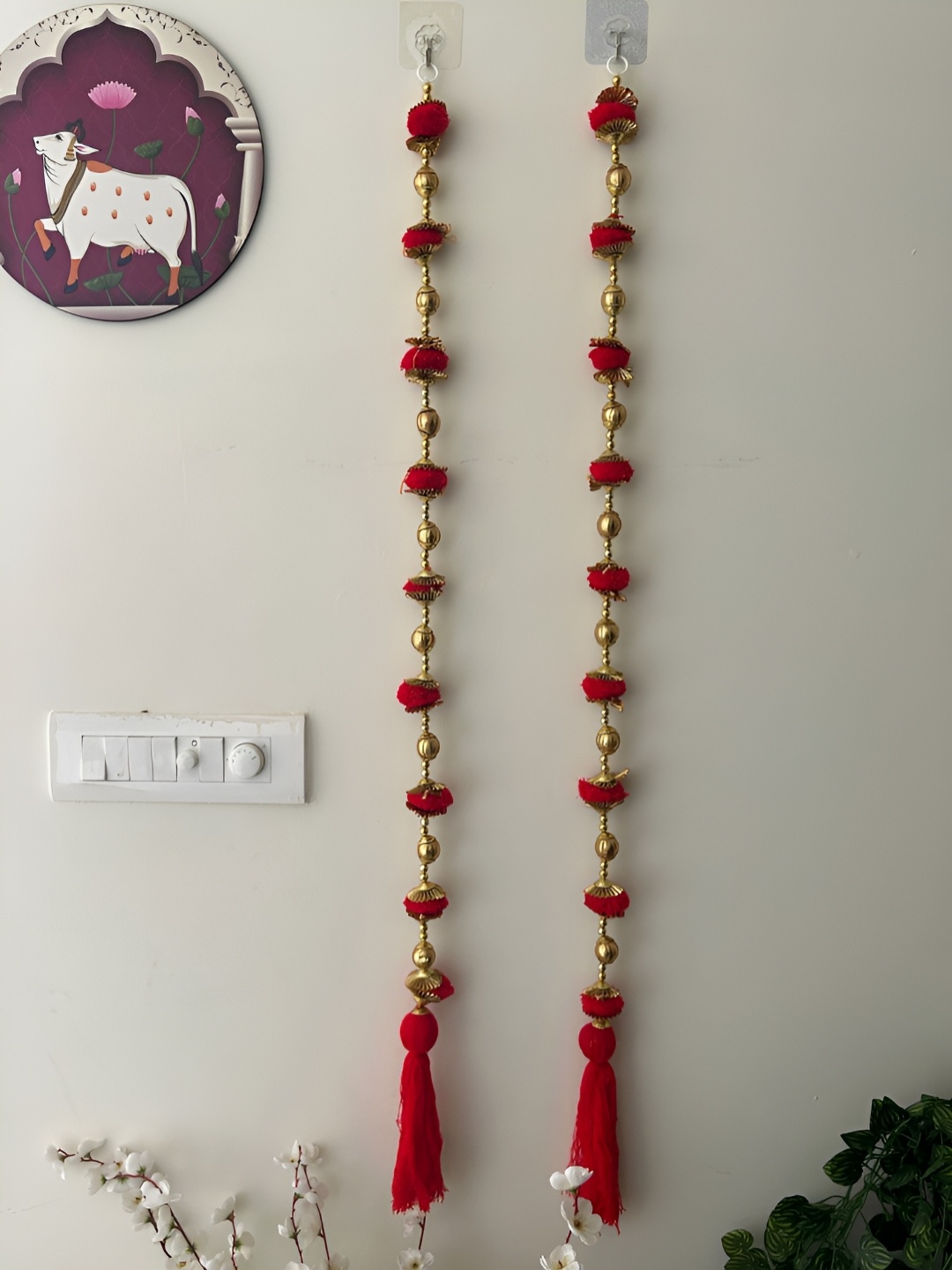 

PLAYFUL STITCHES Red & Gold-Toned 2 Pieces Tassels Door Hangings