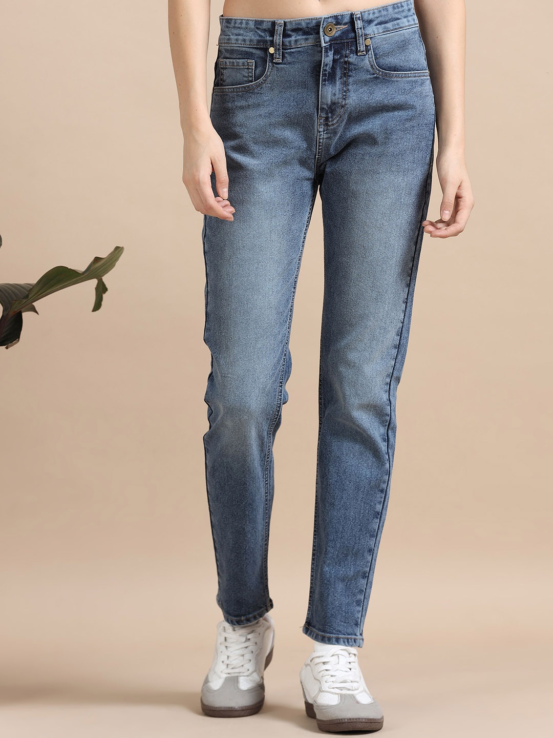 

Mast & Harbour Women Slim Fit High-Rise Stretchable Jeans, Blue