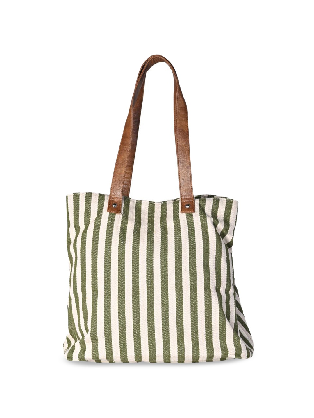 

INDIVIDUAL DESIGN Stripe Pattern Jacquard-weave Cotton Blend Handbag, Green