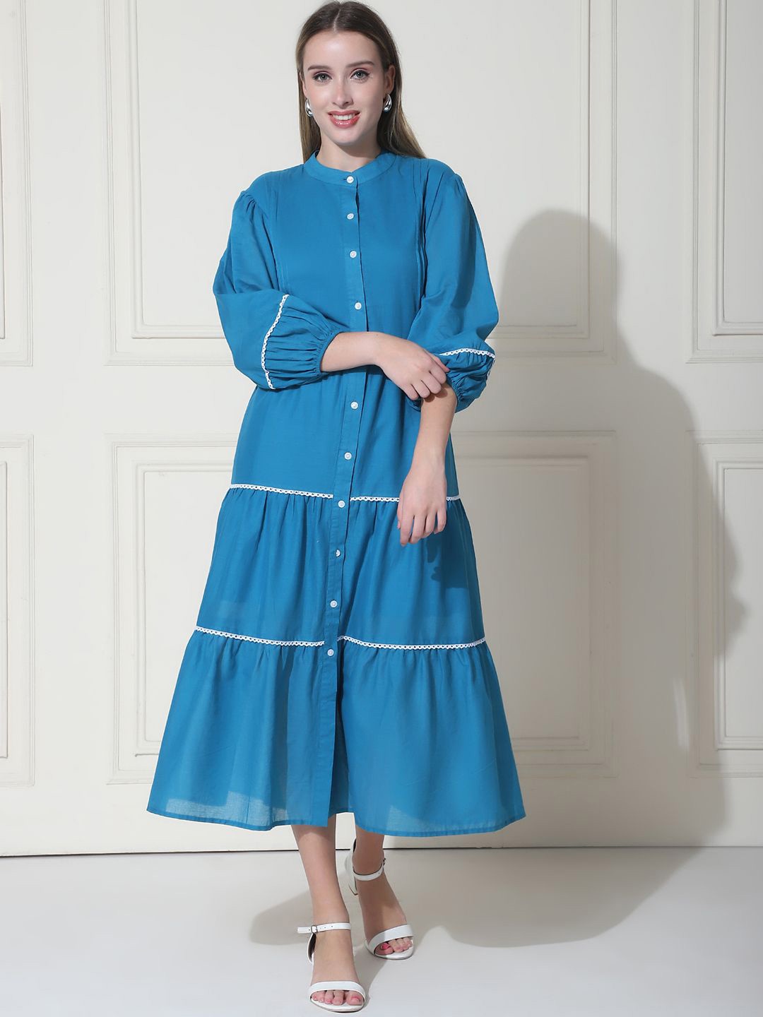 

Purple State Cotton A-Line Maxi Dress, Blue