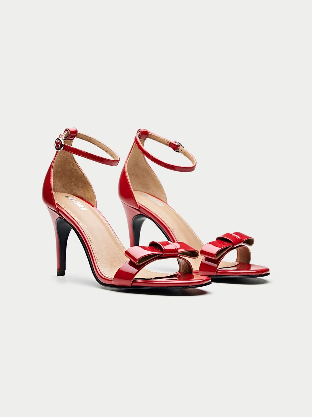 

Oroh Women Leather Party Stiletto Sandals with Bows, Red