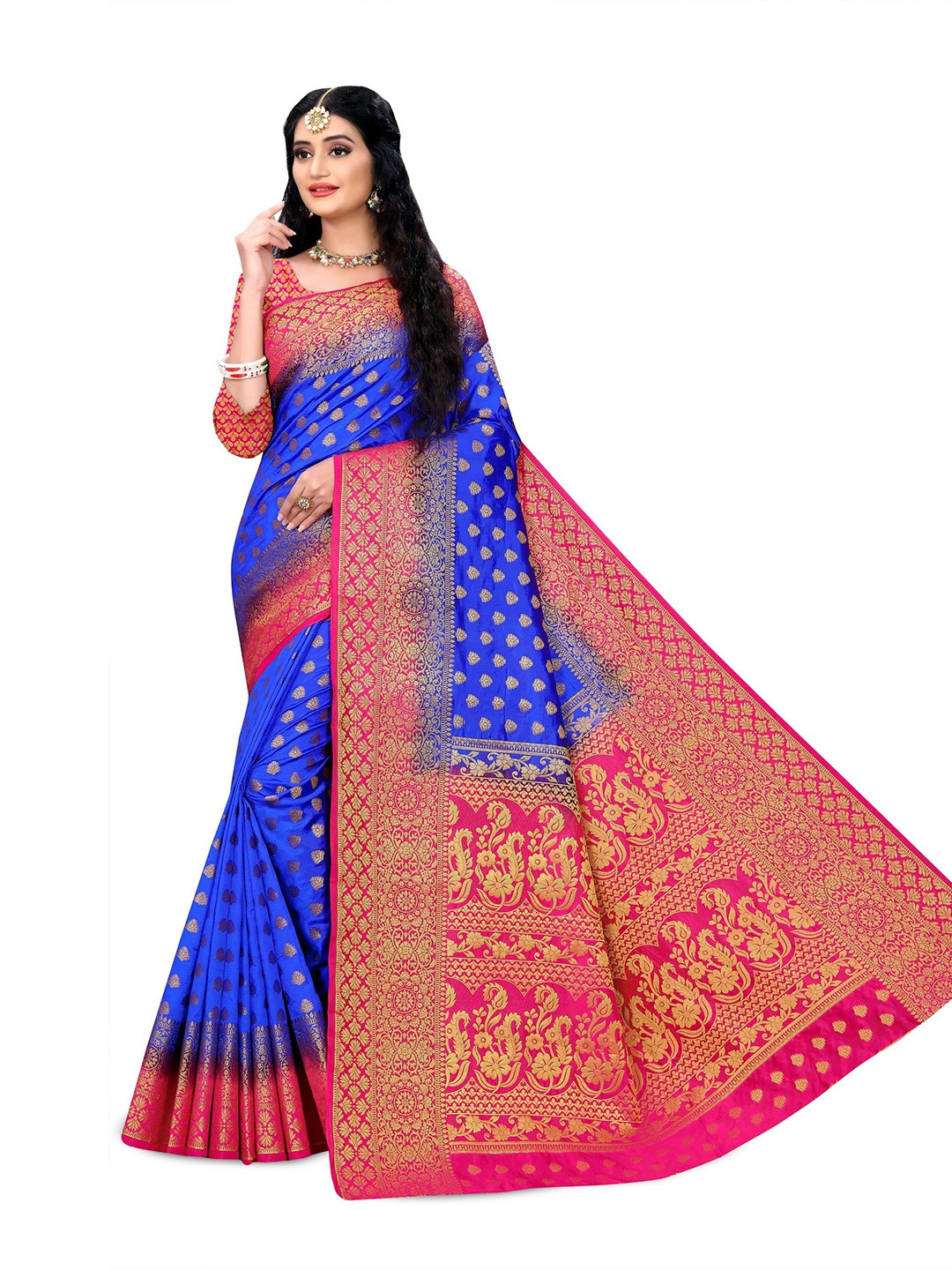 

ANISSA SAREE Ethnic Motifs Woven Design Zari Designer Banarasi Saree, Blue