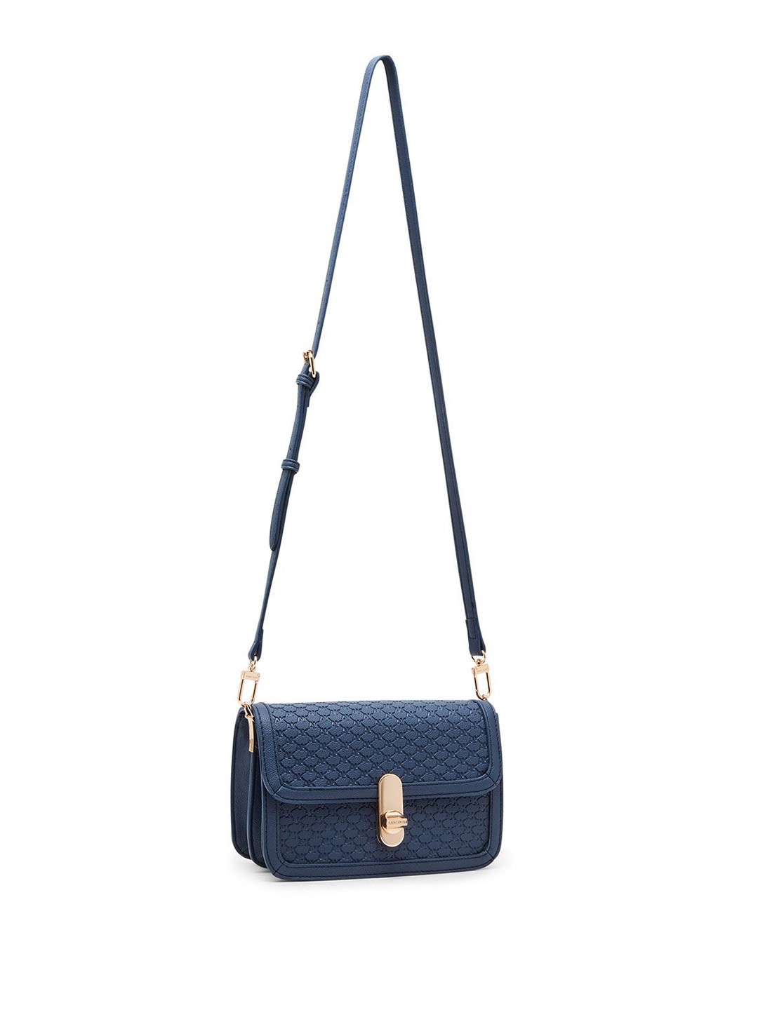

ANNE KLEIN Women Textured Swagger Leather Sling Bag, Navy blue