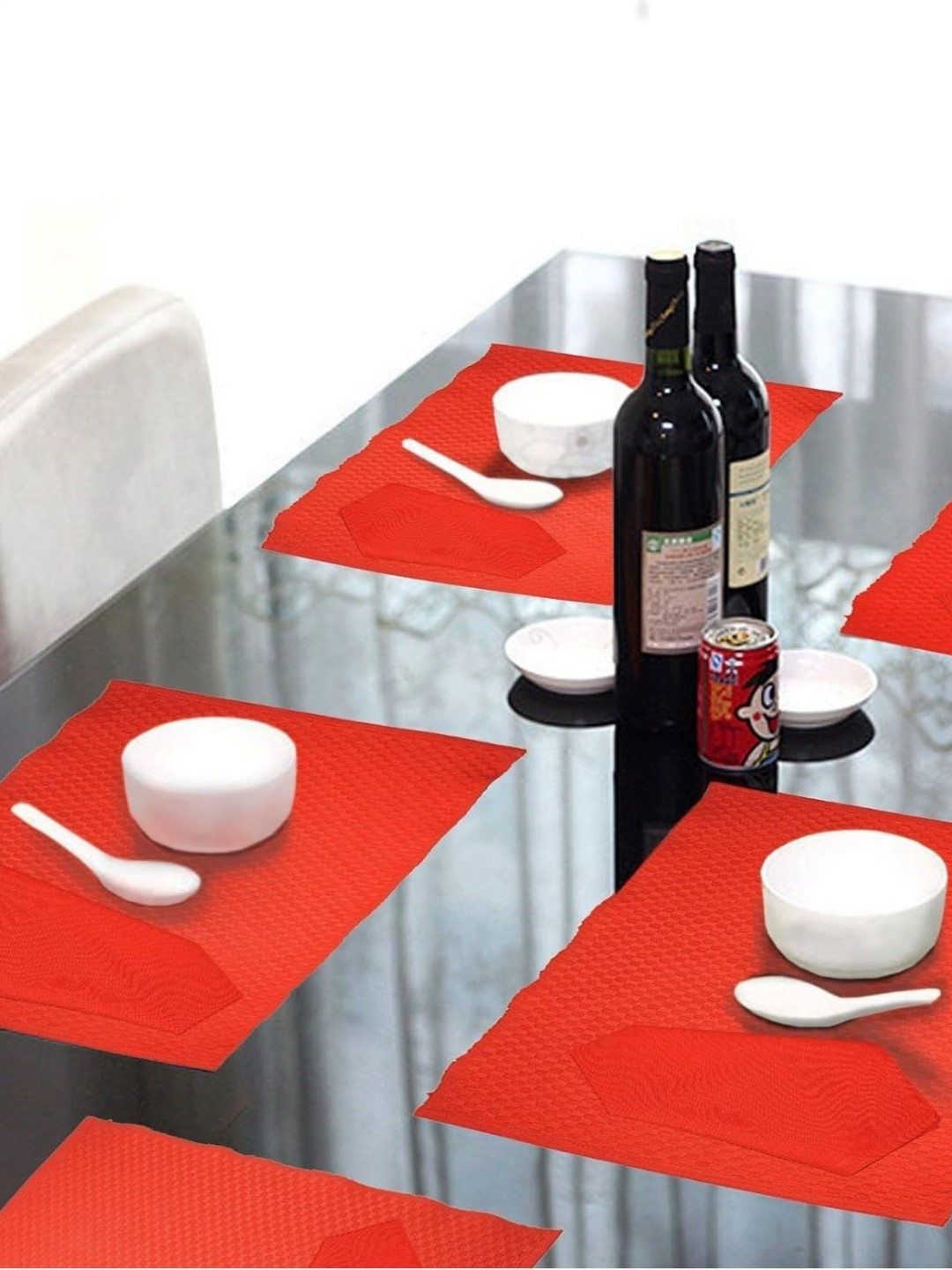 

Lushomes Red 6 Pieces Pure Cotton Table Placemats