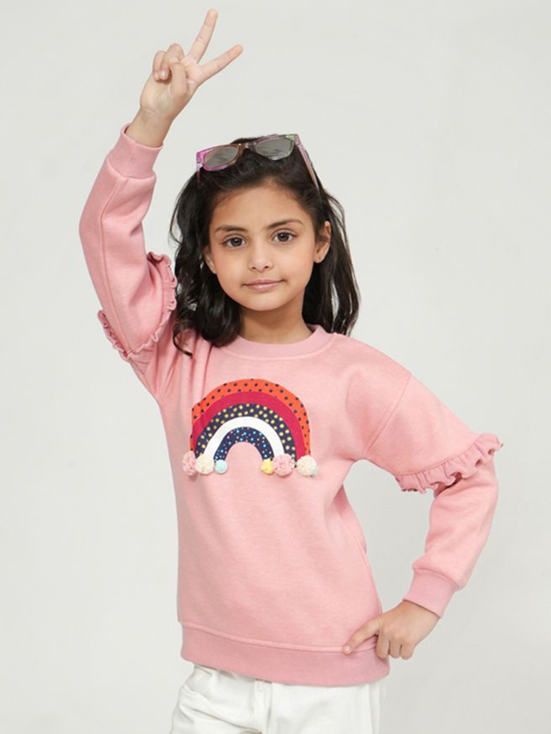 

PAMPOLINA Girls Printed Sweatshirt, Peach