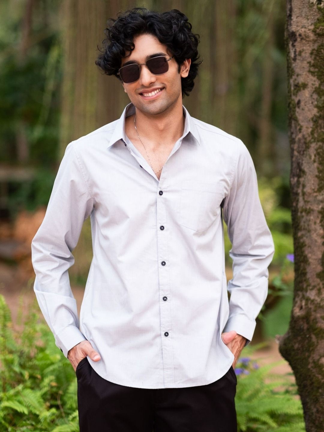 

Creatures of Habit Men Egyptian Cotton Shirt, Grey