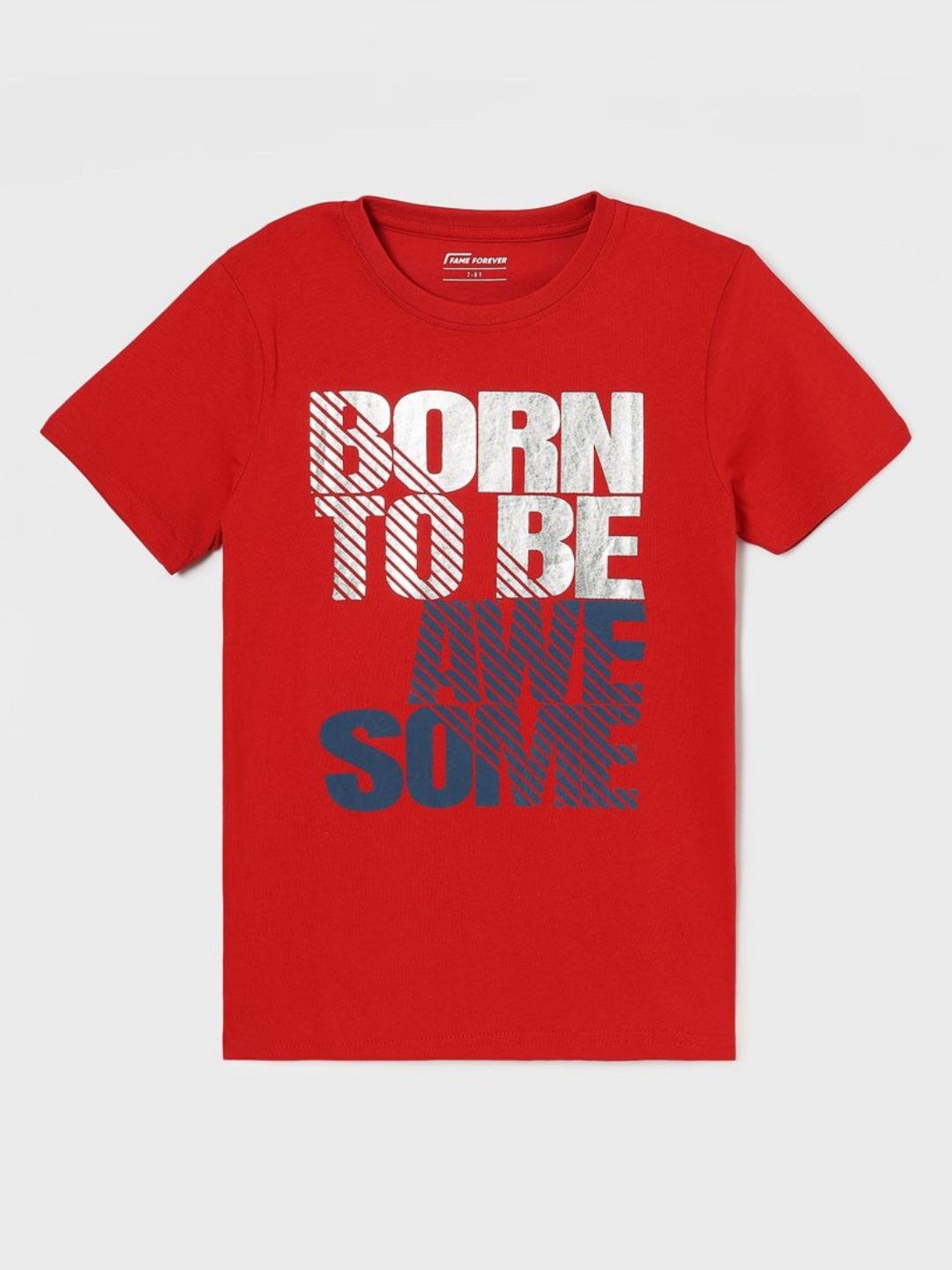 

Fame Forever by Lifestyle Boys Typography Printed Round Neck Cotton T-shirt, Red
