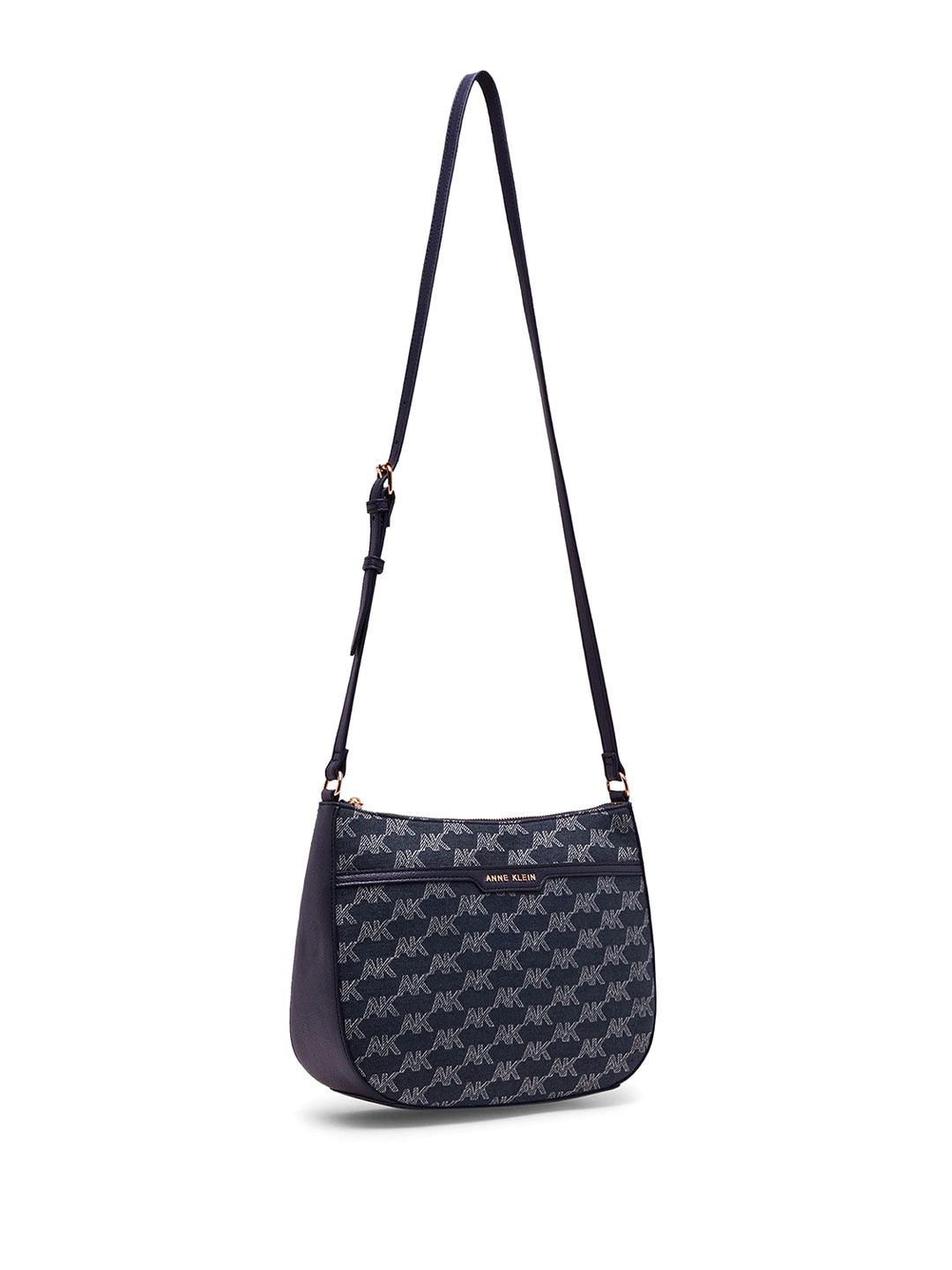 

ANNE KLEIN Women Textured Swagger Leather Sling Bag With Pouch, Navy blue