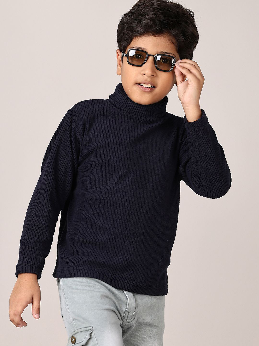 

V-Mart Boys Solid Turtle Neck Long Sleeves Pullover, Navy blue