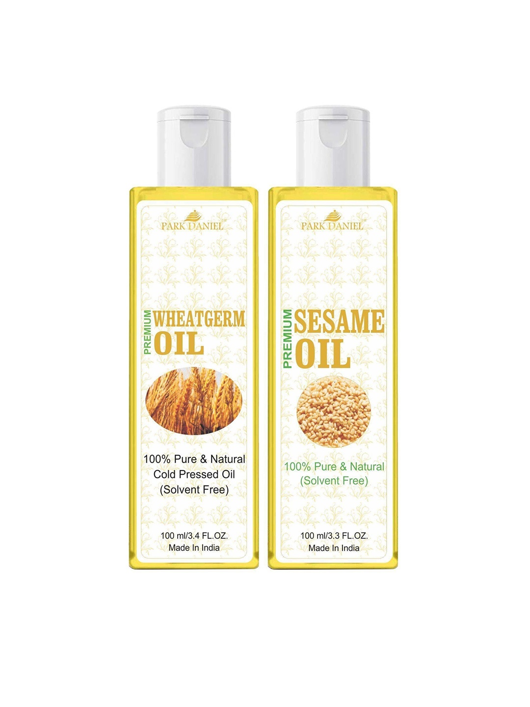 

Park Daniel Set Of 2 100% Pure & Natural Cold Pressed Wheatgerm & Sesame Oil - 100 ml Each, Transparent