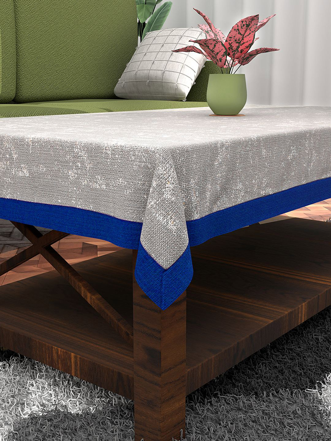 

Kuber Industries Grey & White 2 Pieces Abstract Printed Cotton 6-Seater Table Cover