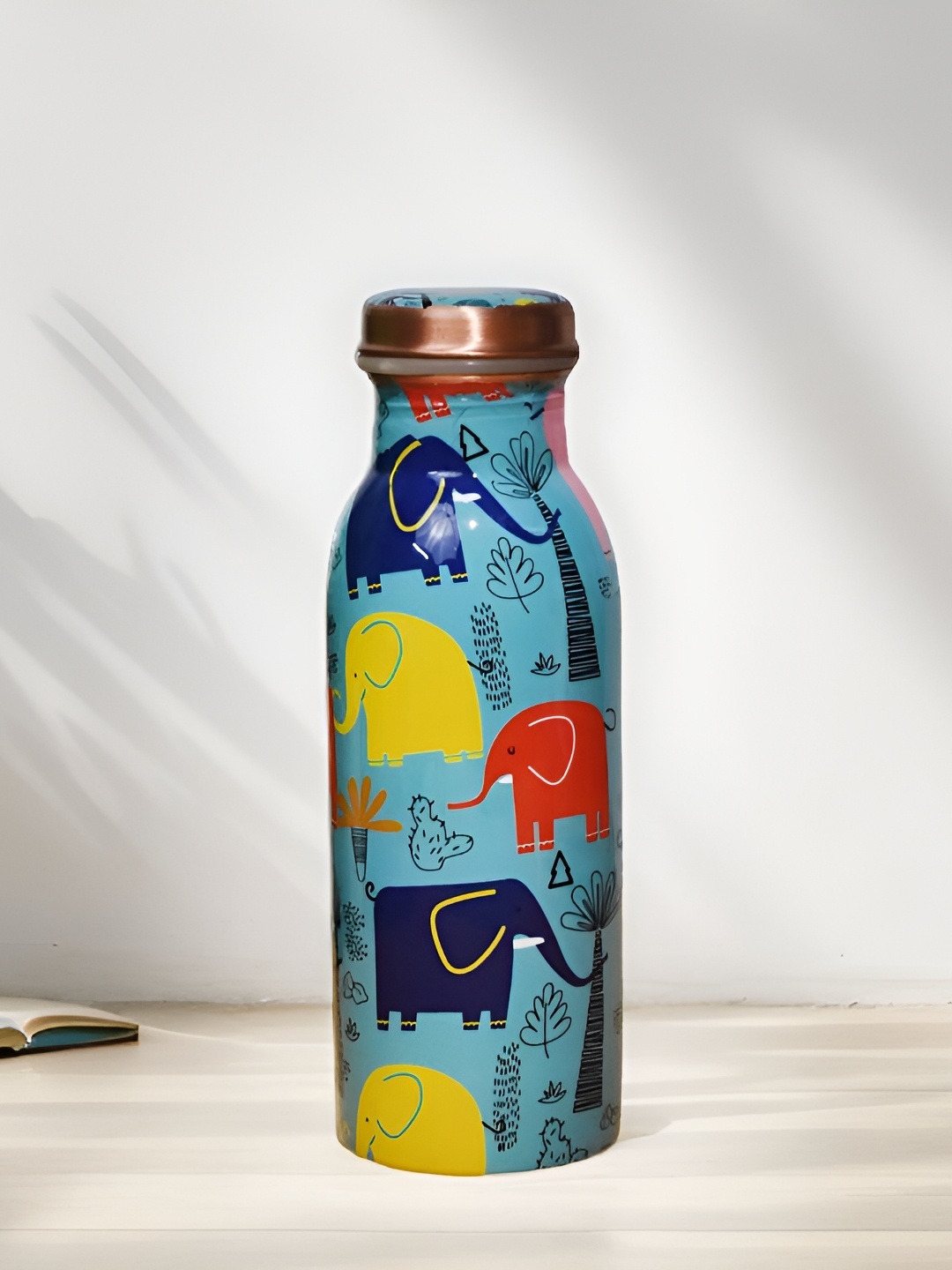 

WeWrapSmile Blue & Yellow Elephant Printed Copper Water Bottle 500ml