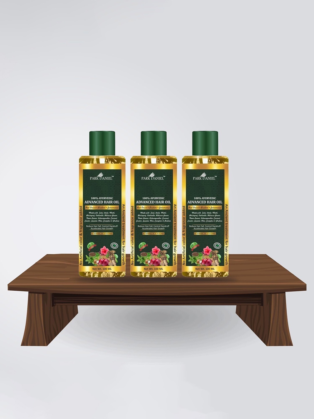 

Park Daniel Set Of 3 Pure Ayurvedic Advance Hair Oil For Hydrating & Restoring- 100ml Each, Green