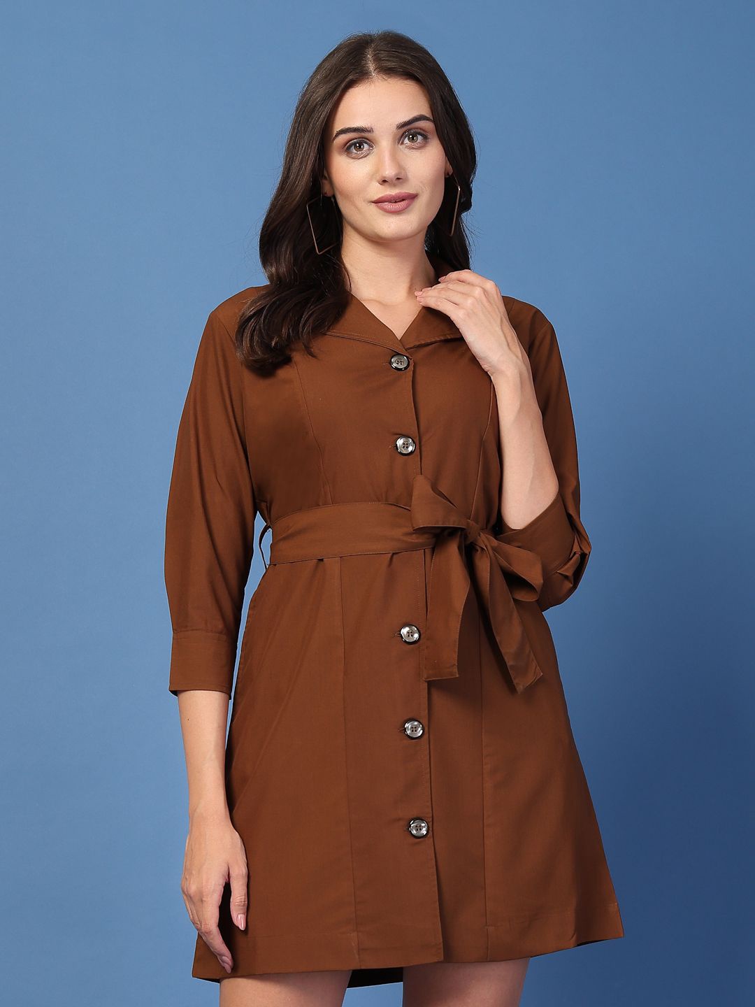 

Style Quotient Women Cotton Shirt Dress, Brown