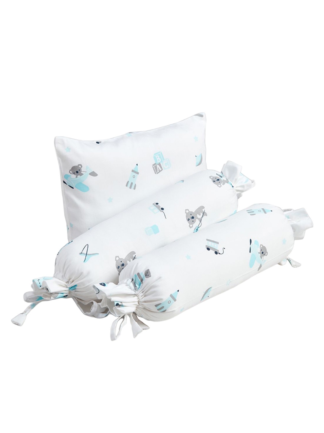 

The White Cradle Kids Printed Pure Organic Cotton Bolster & Pillow Set