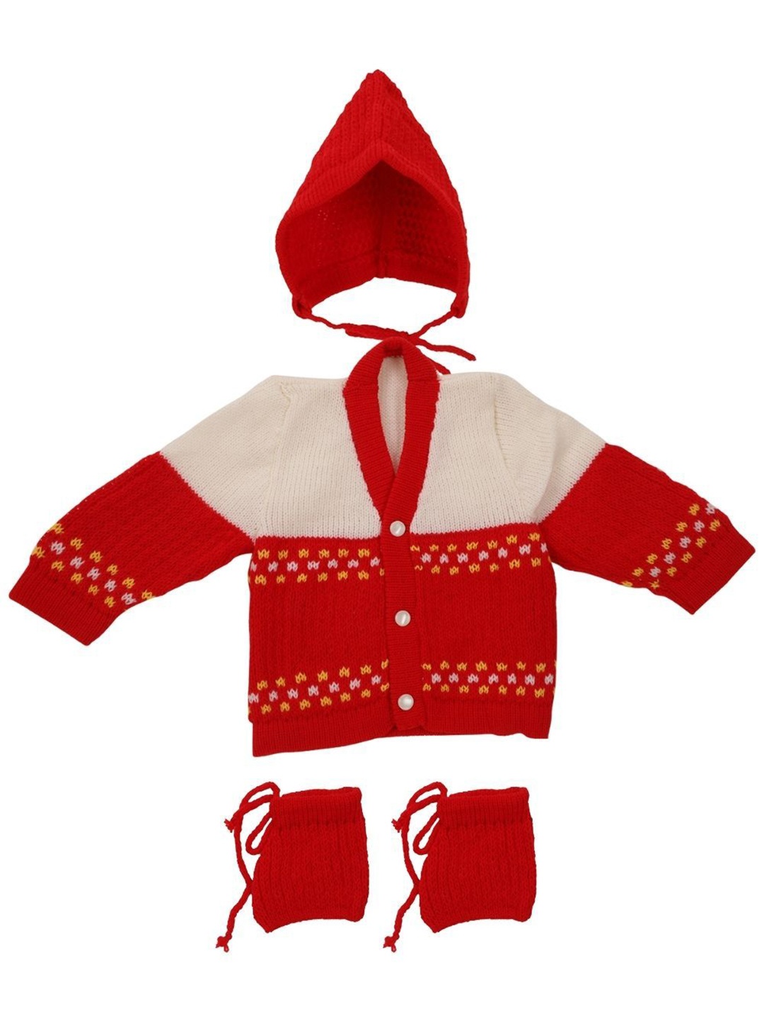 

CUBS & HUGS Kids Colourblocked Woollen Baby Apparel Gift Set, Red