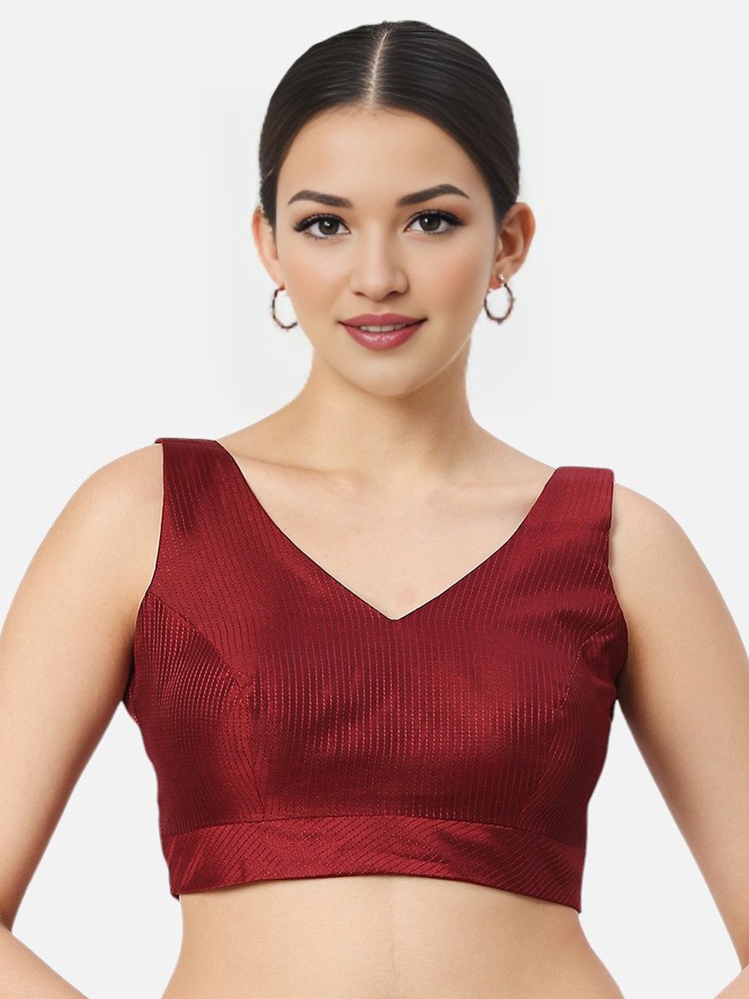 

Biyu Embroidered V-Neck Saree Blouse, Maroon