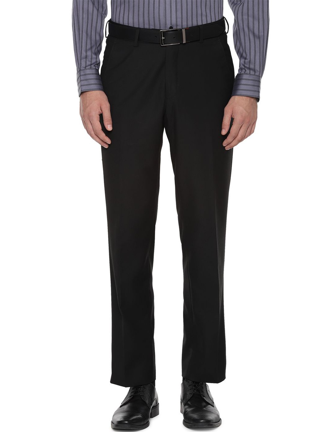

Van Heusen Men Regular Fit Formal Trousers, Black