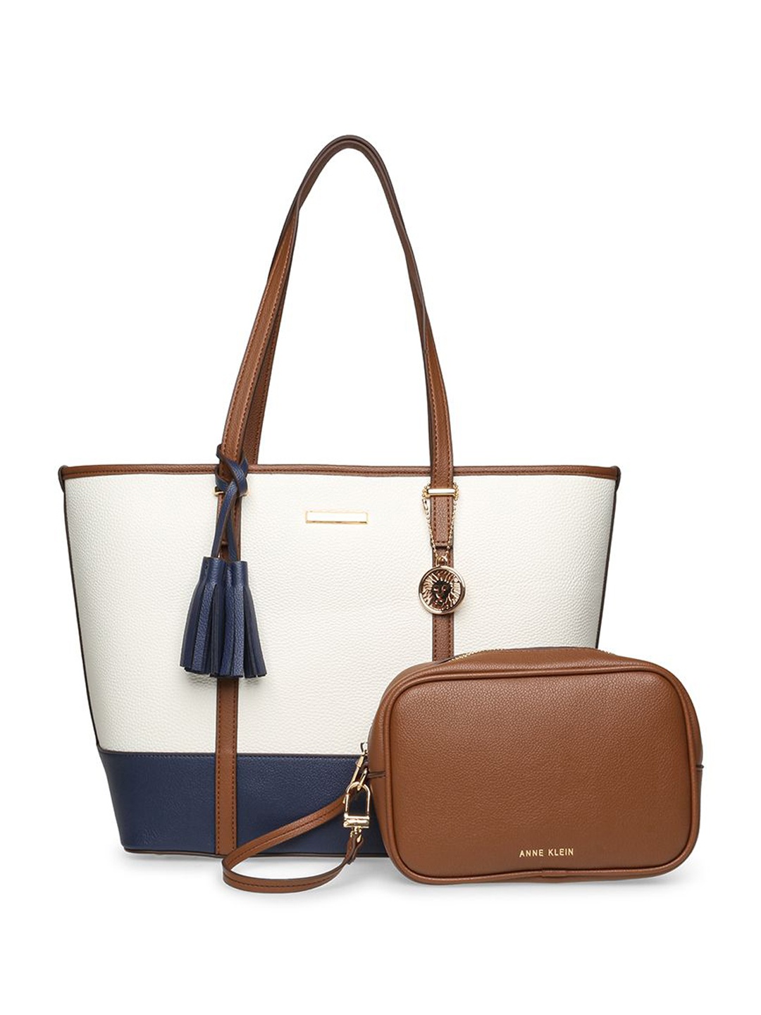 

ANNE KLEIN Women Colourblocked Shopper Leather Shoulder Bag, White