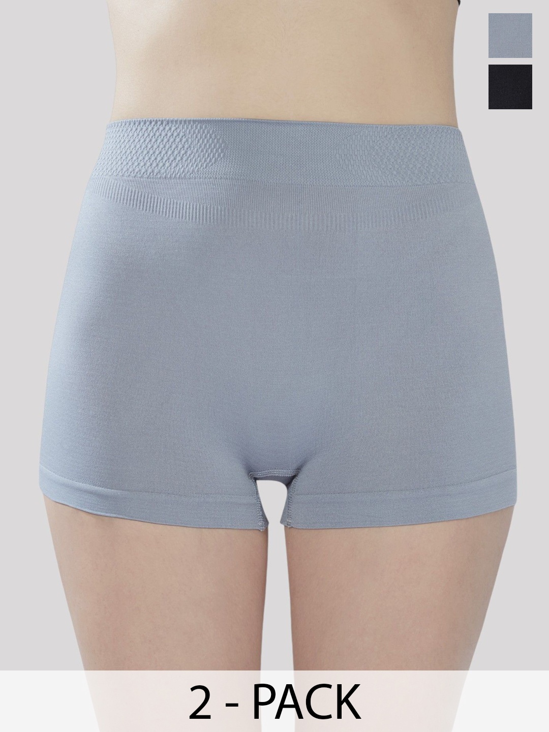 

PLUMBURY Pack Of 2 Seamless Boy Shorts Briefs, Black