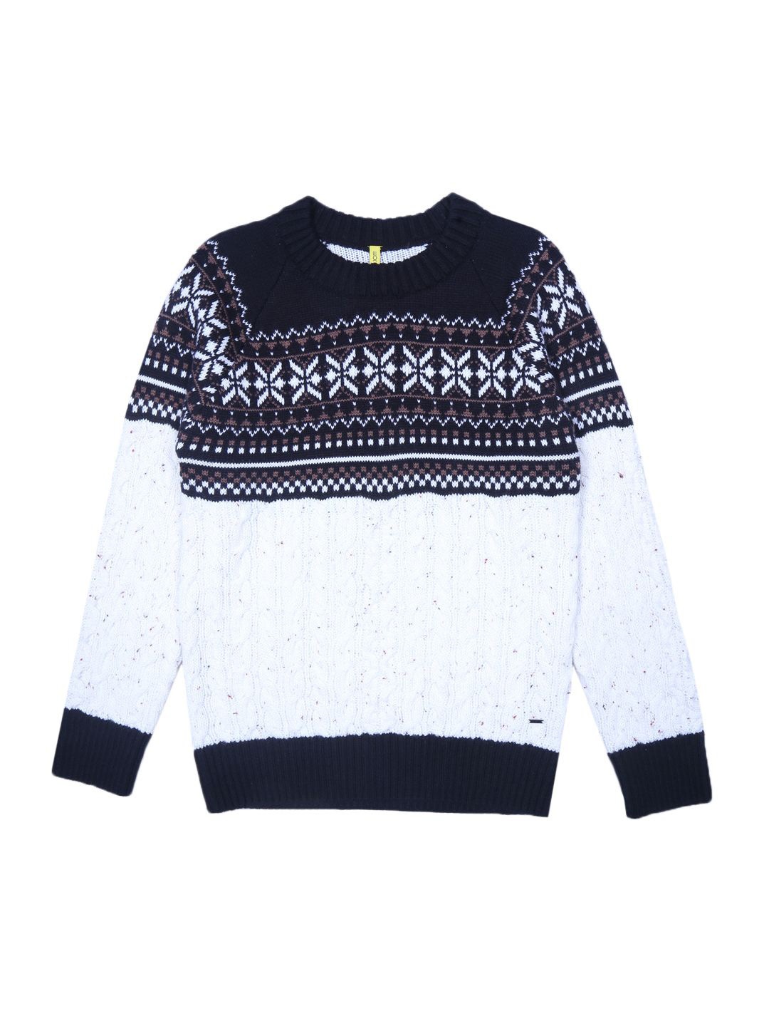 

Gini and Jony Boys Fair Isle Printed Pullover, White