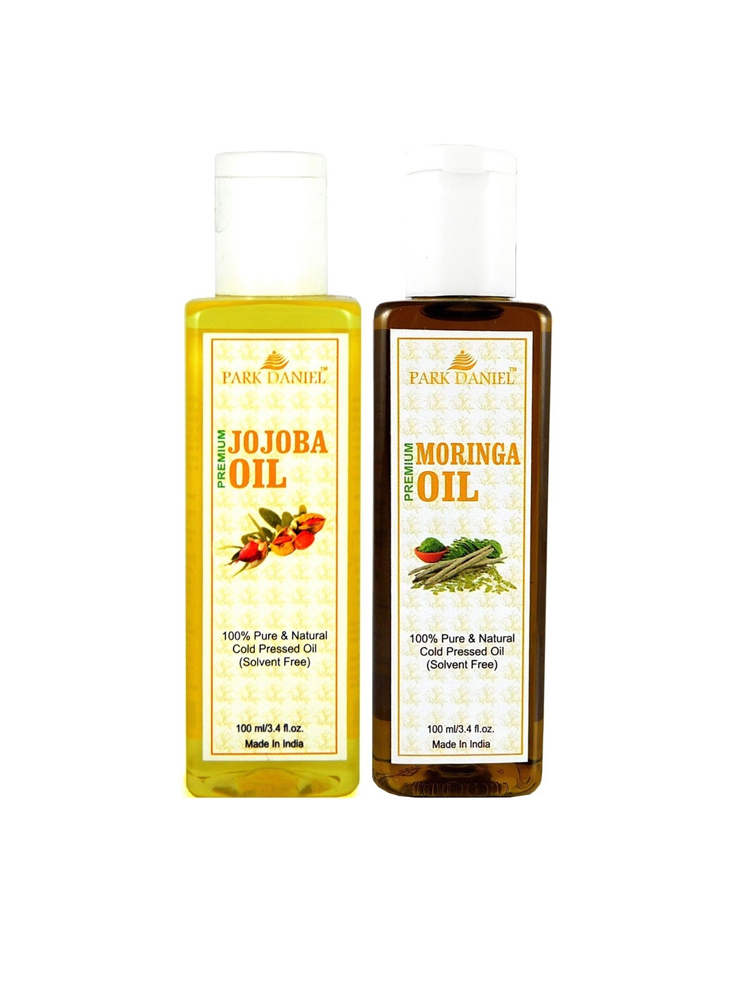 

Park Daniel Set Of 2 100% Pure & Natural Cold pressed Jojoba & Moringa Oil - 100 ml Each, Transparent