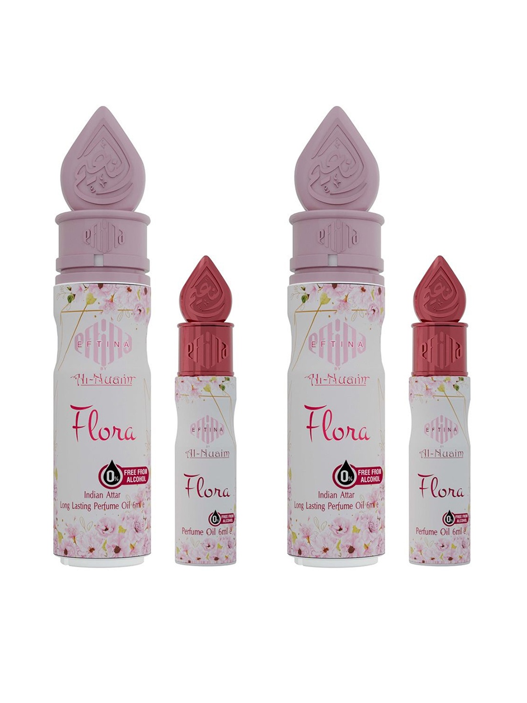 

Al-Nuaim Set of 2 Flora Alcohol Free Long Lasting Attar - 6 ml each, White