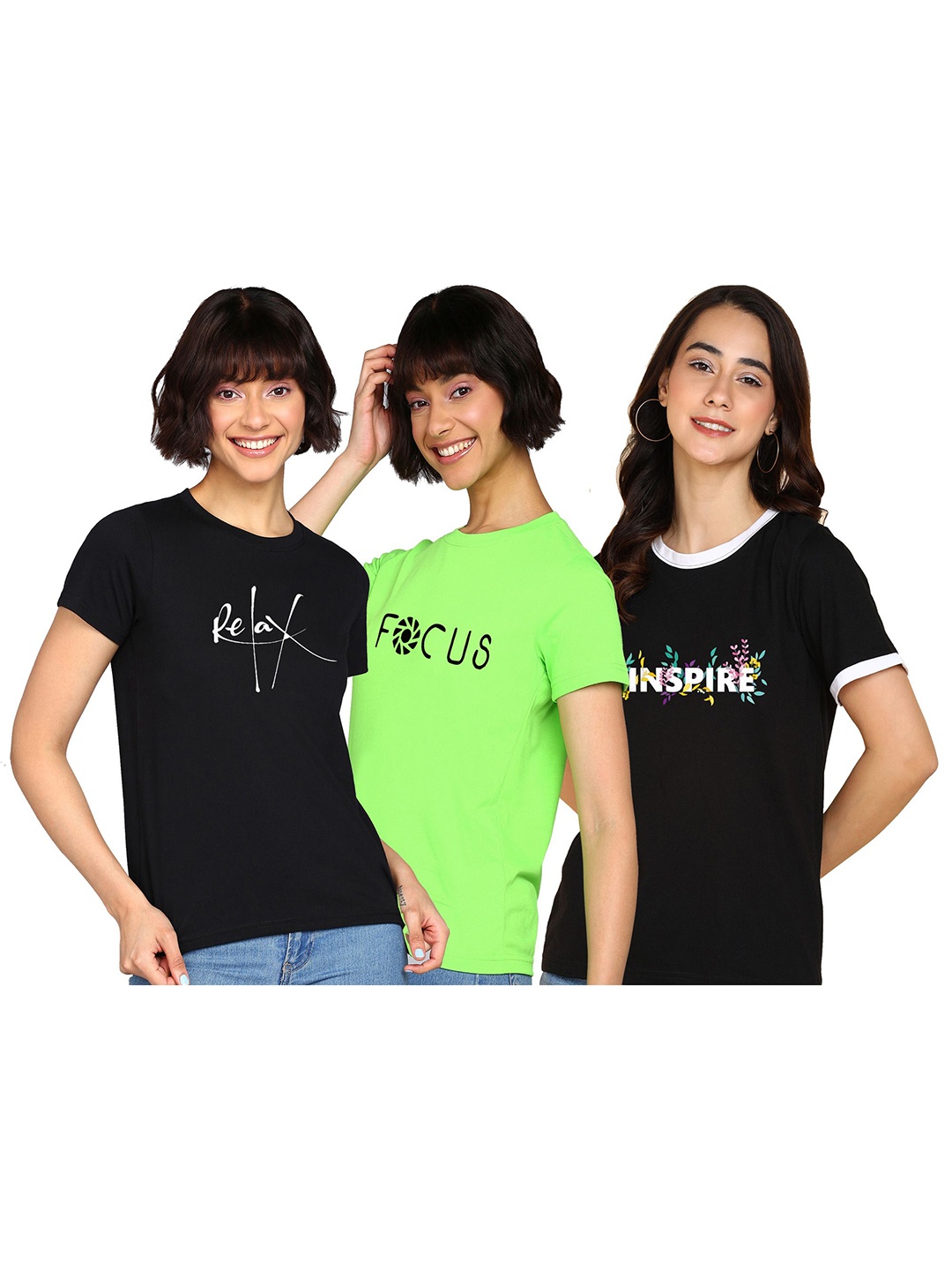 

Adyavastram Women Printed Pockets T-shirt, Fluorescent green