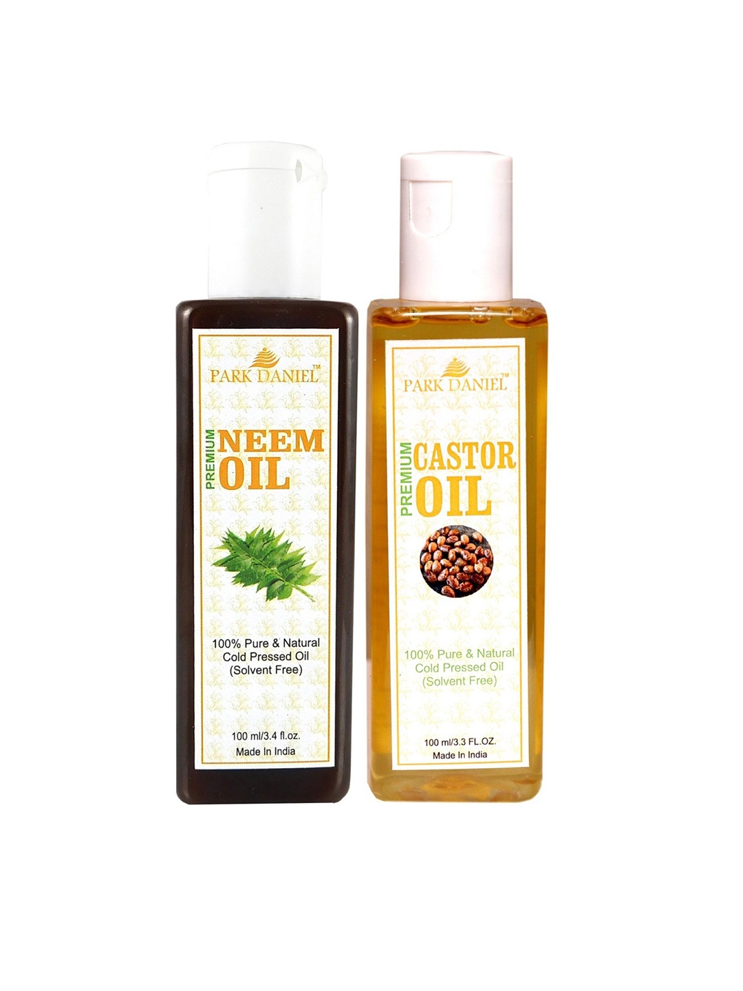 

Park Daniel Set Of 2 Premium Castor & Neem Oil - 100 ml Each, Transparent
