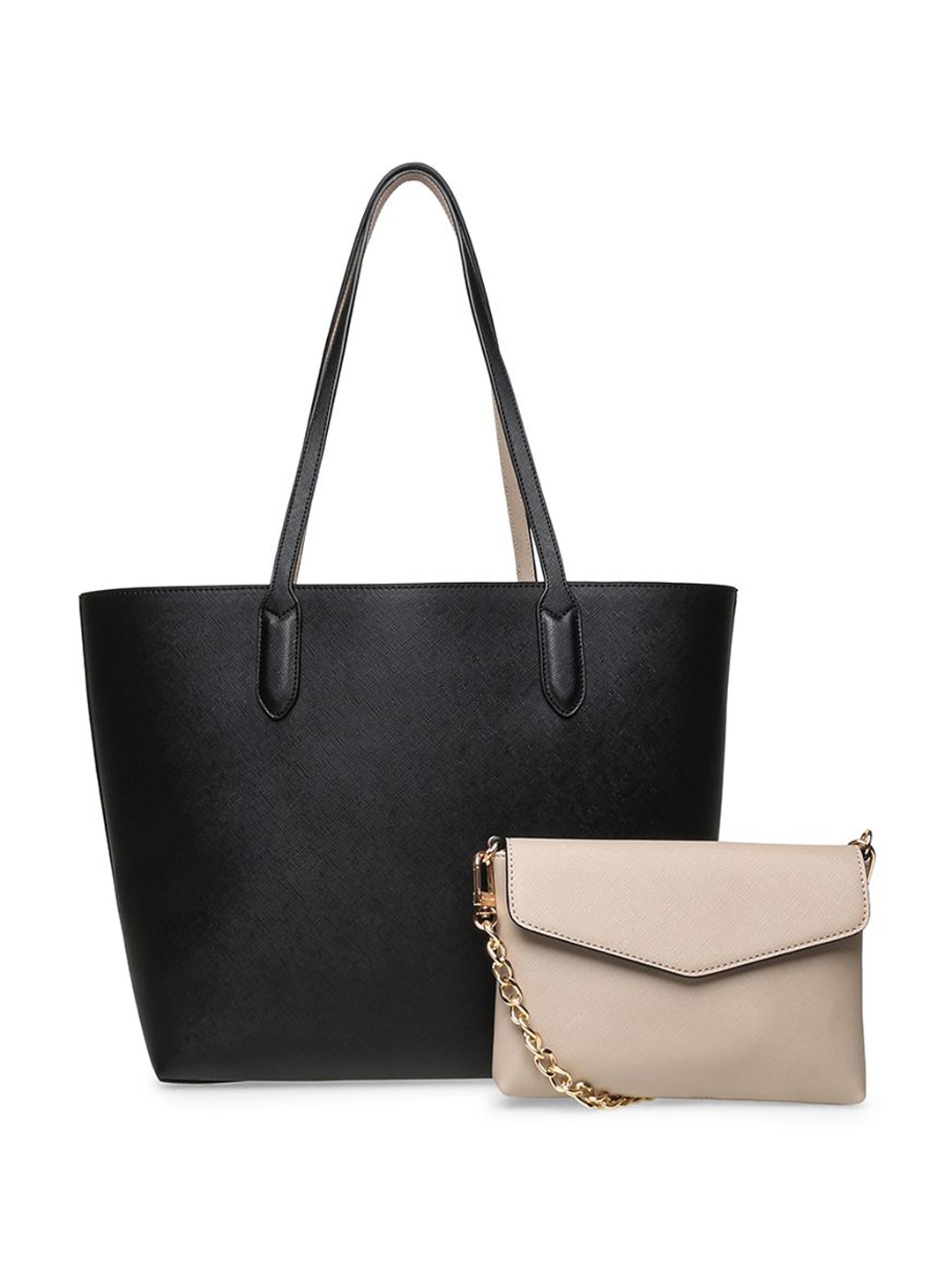 

ANNE KLEIN Women Textured Structured Leather Shoulder Bag, Black