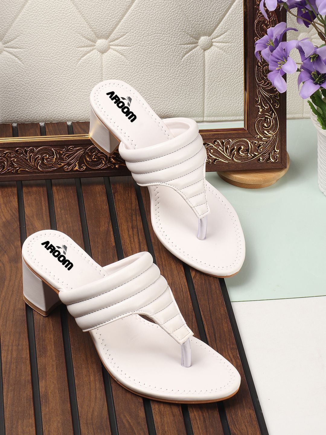 

AROOM Women Comfort Casual Open Back Sandals, White