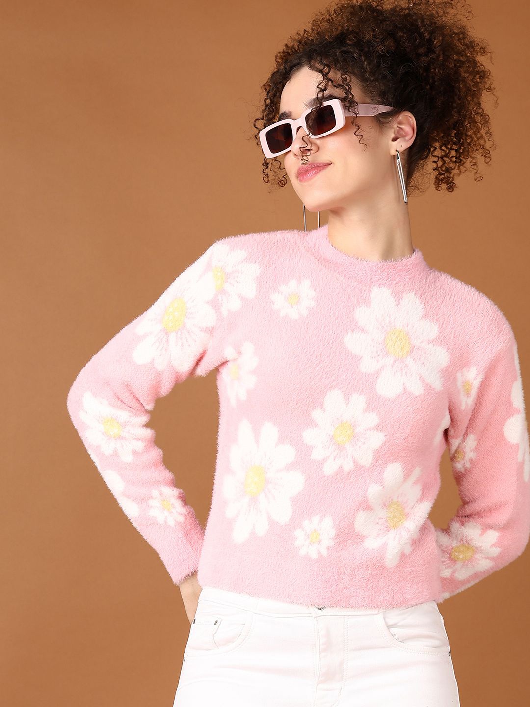 

V-Mart Women Cotton Floral Printed Casual Pullover, Pink