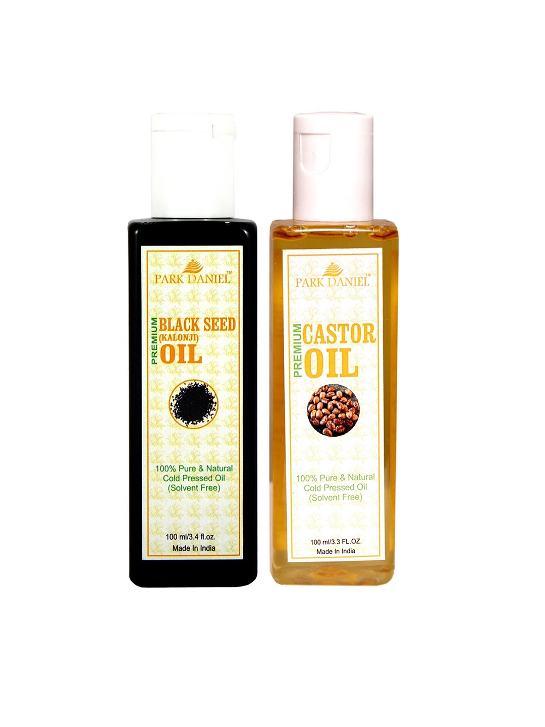 

Park Daniel Set Of 2 100% Pure & Natural Premium Castor & Black Seed Oil - 100 ml Each, Transparent