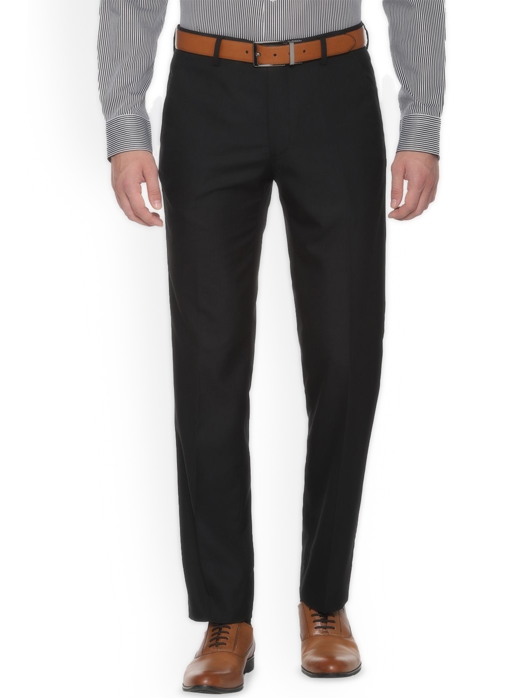 

Van Heusen Men Mid-Rise Slim Fit Formal Trousers, Black