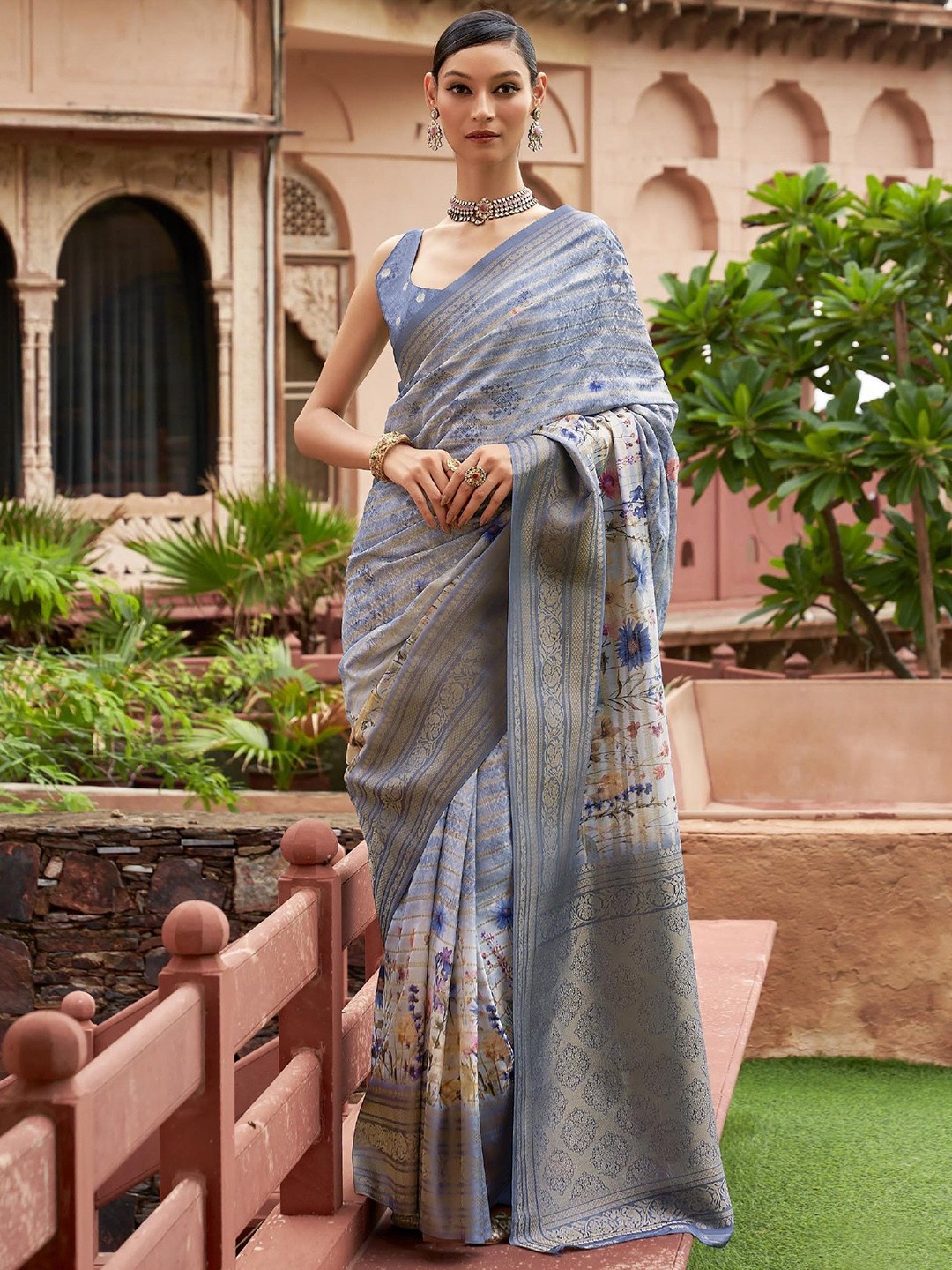 

MAHALASA Woven Design Pure Silk Designer Banarasi Saree, Blue