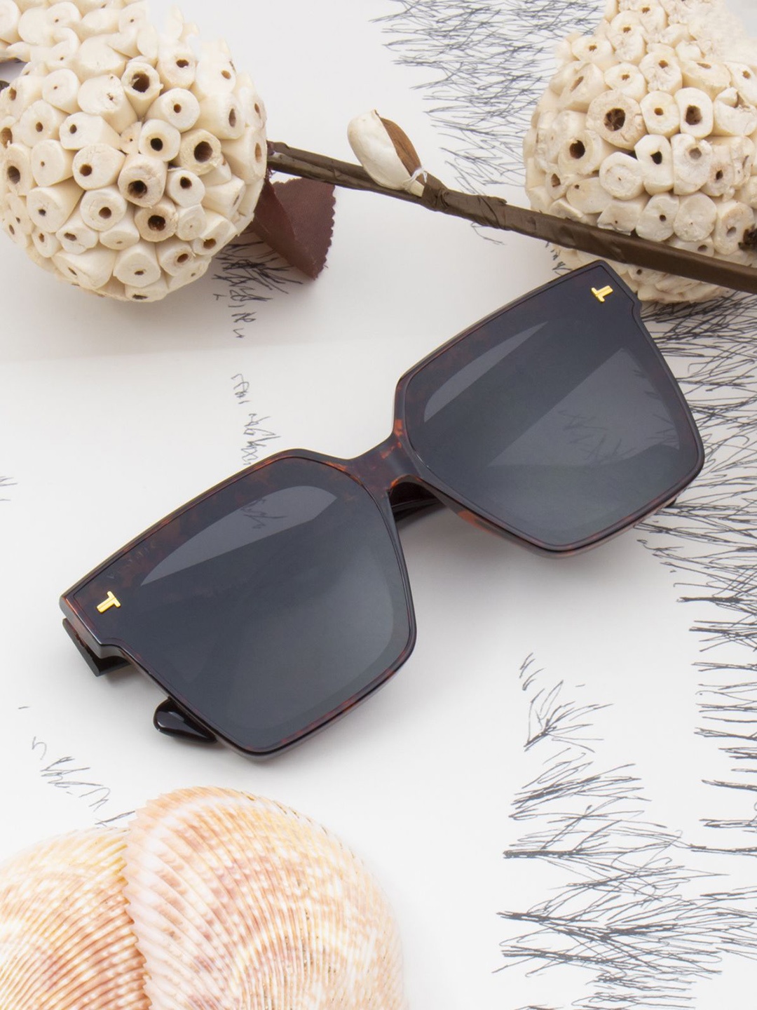 

Ted Smith Unisex Square Sunglasses with Polarised Lens FLORENCE_C1, Grey