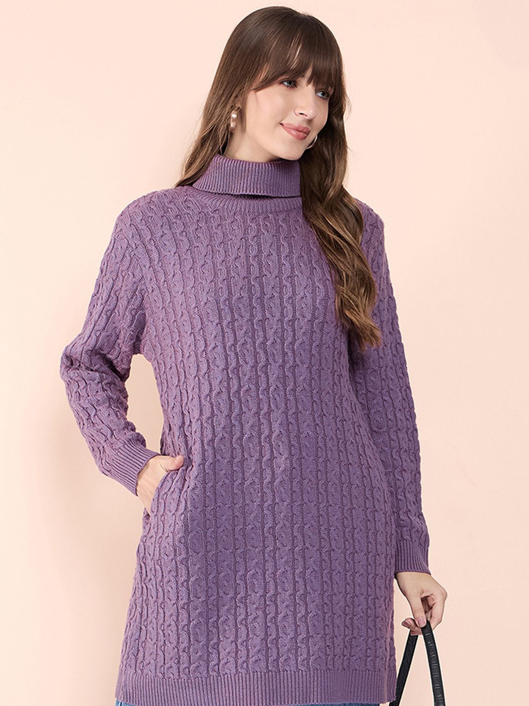 

CLAPTON Women Woollen Fashion Sweater, Purple
