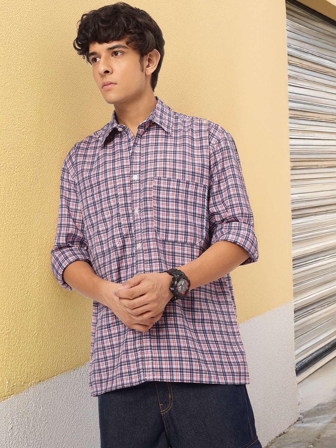 

Kook N Keech Streetwise Stitch Checked Shirt, Blue