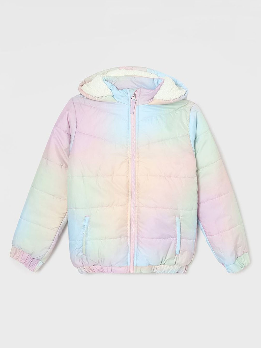 

Fame Forever by Lifestyle Girls Hooded Abstract Printed Casual Padded Jacket, Beige