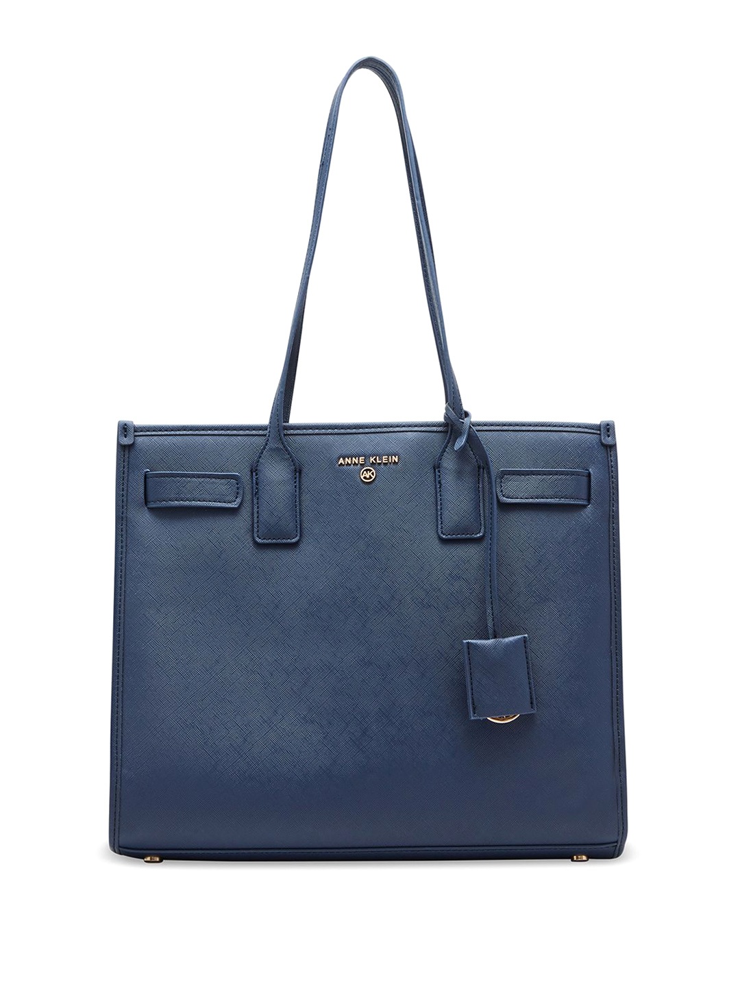 

ANNE KLEIN Women Textured Structured Leather Shoulder Bag, Navy blue