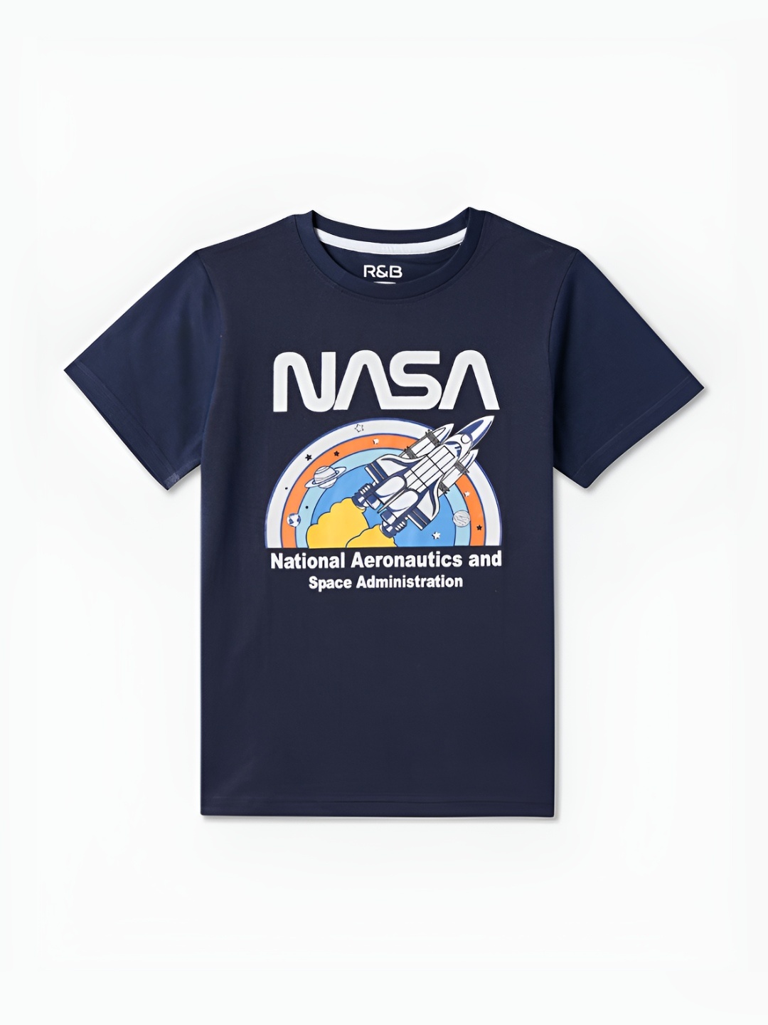 

R&B Boys Graphic Printed Round Neck Cotton T-shirt, Blue