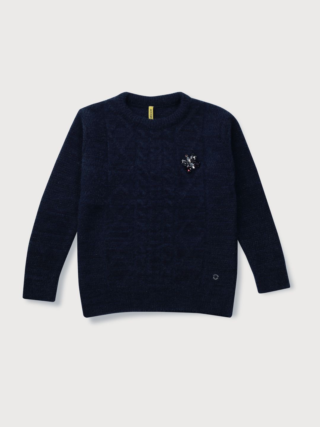 

Gini and Jony Girls Acrylic Cable Knit Pullover with Embellished Detail, Navy blue