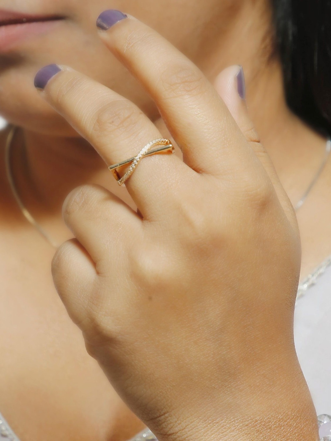 

Kord Store Gold-Plated American Diamond Studded Finger Ring