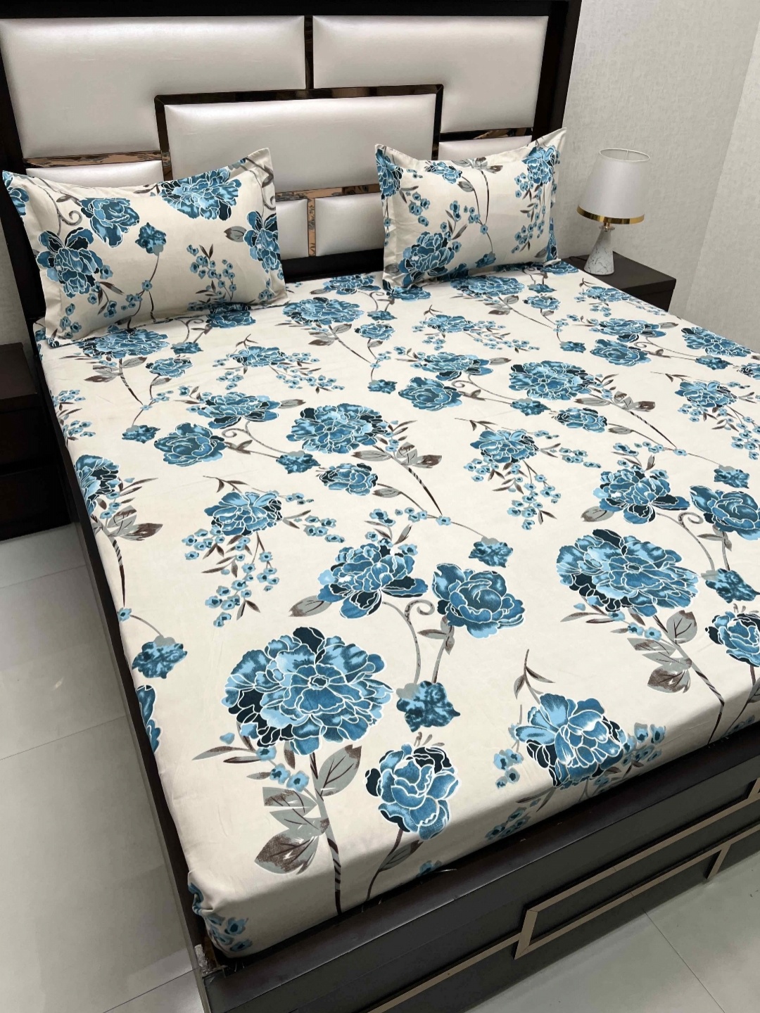 

Pure Decor Queen Size Double Bed Bedsheet With 2 Pillow Covers 90in X 100in,228cm X 254cms, Blue