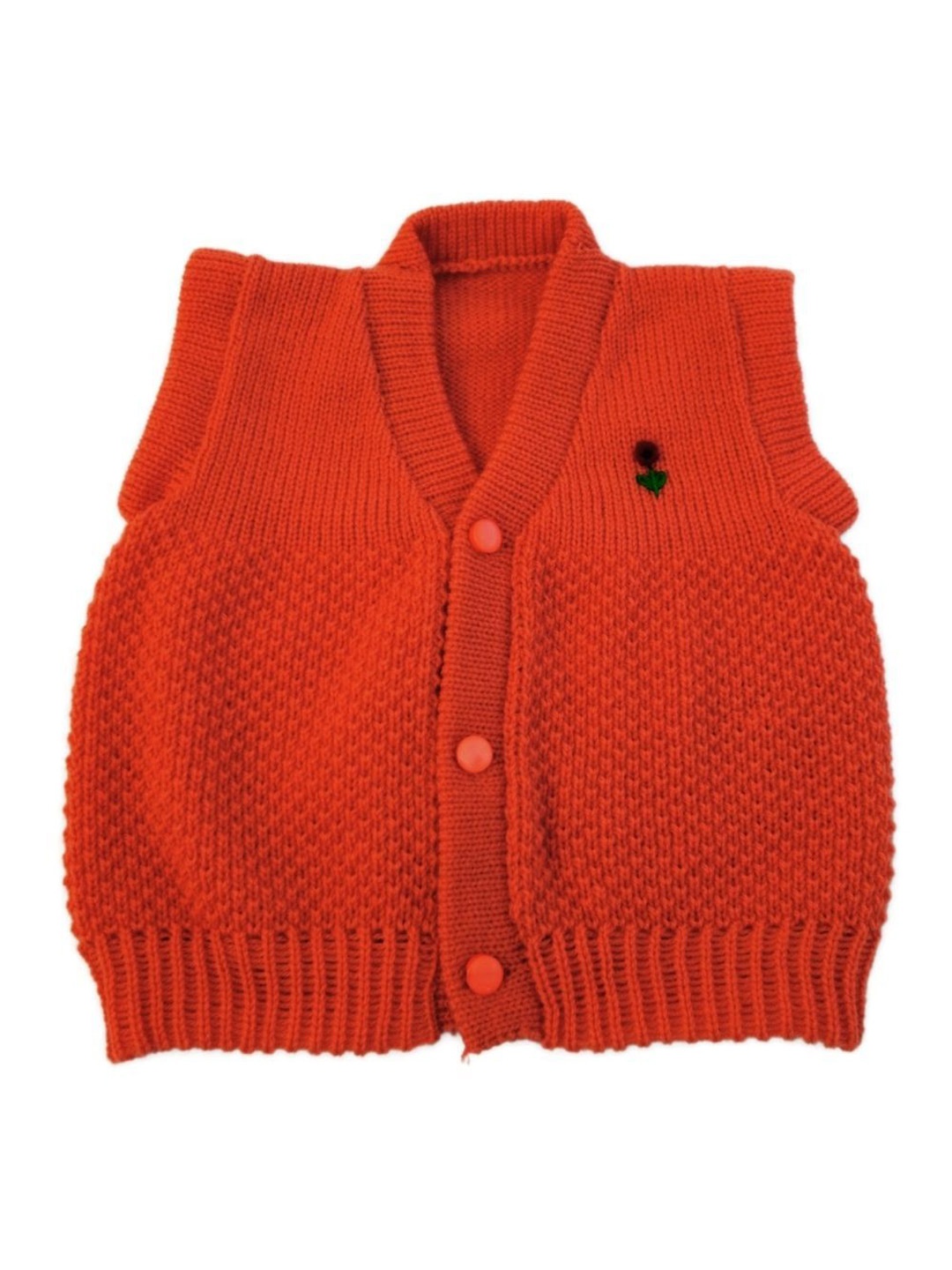 

CUBS & HUGS Unisex Kids Solid Woollen Cardigan Sweaters, Rust